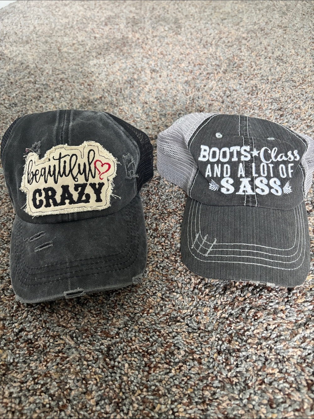 2 womens trucker hats